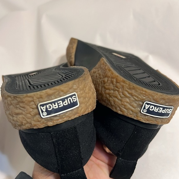 New Superga 2660 Unisex Black Gum cloth big stripe bumper Sneakers M6/W8 - Picture 13 of 14